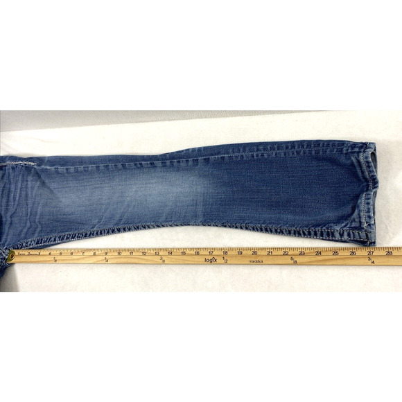 BKE Aiden Jeans Mens 24R Light‎ Wash Denim Distress Destroyed Boot Altered Hem - Picture 7 of 12